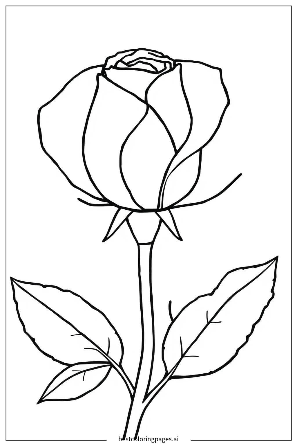 Desenhos de Botão de Rosa em Close-up para Colorir