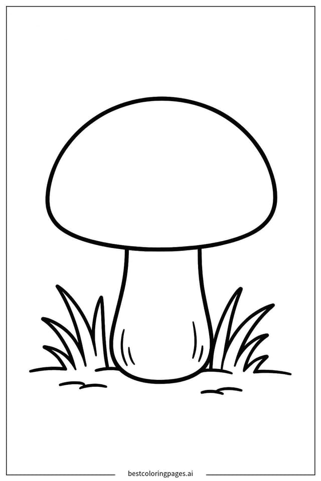 Dibujos de Hongo redondo sobre césped verde para Colorear
