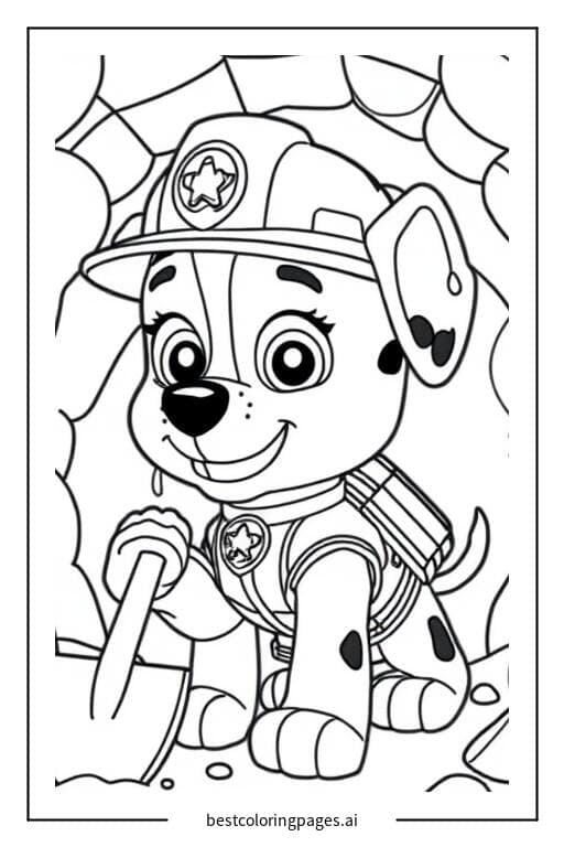 Coloriage Rubble creusant un tunnel