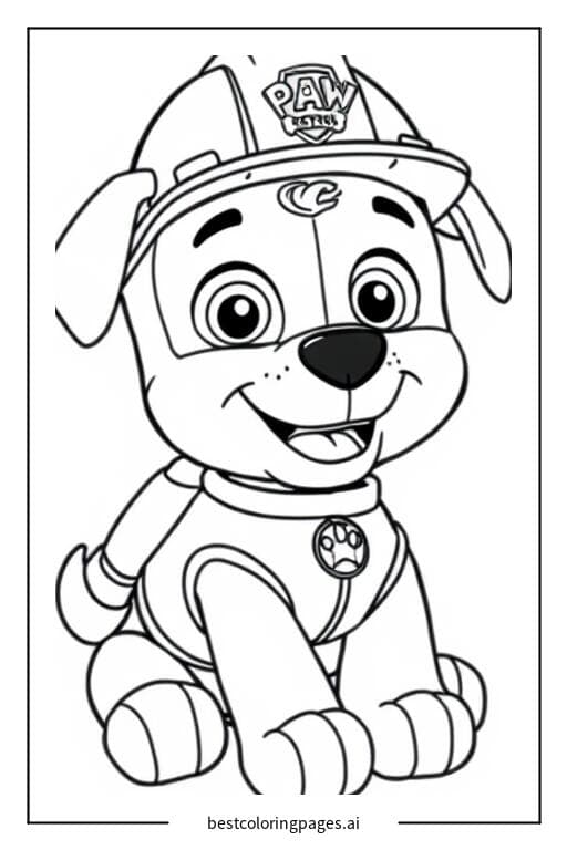 Coloriage Rubble avec son casque de construction