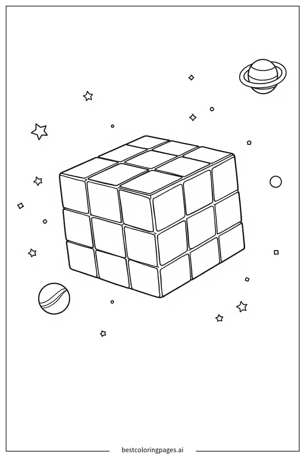 Rubik's Cube Floating in Space