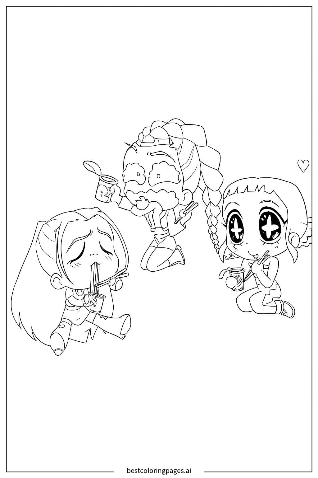 Rumi KPop Demon Hunters Enjoying a Meal