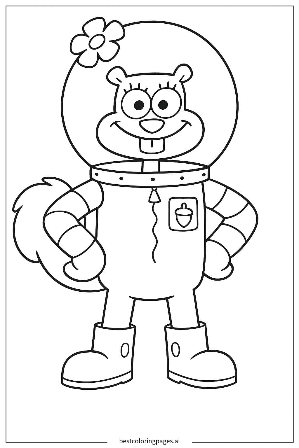 Sandy Cheeks in Action Coloring Page