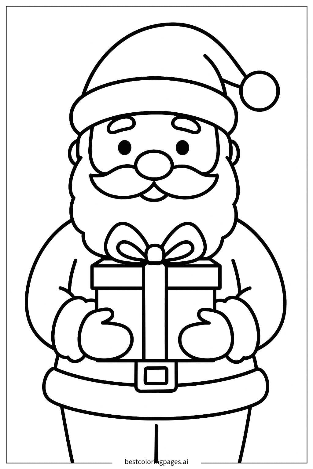 Papá Noel sosteniendo una caja de regalo