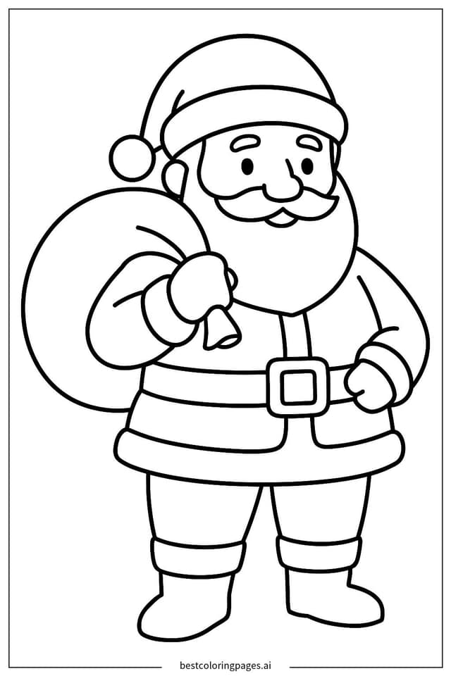 Dibujos de Papá Noel con un saco de regalos para Colorear