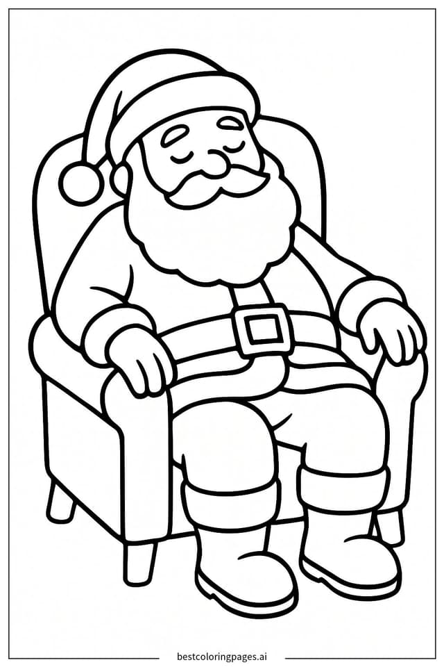 Dibujos de Papá Noel descansando en una silla para Colorear
