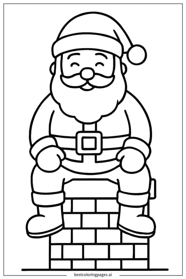 Dibujos de Papá Noel sentado en una chimenea para Colorear