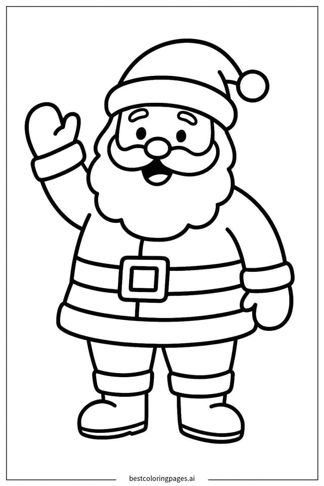 Dibujos de Santa Claus saludando alegremente para Colorear