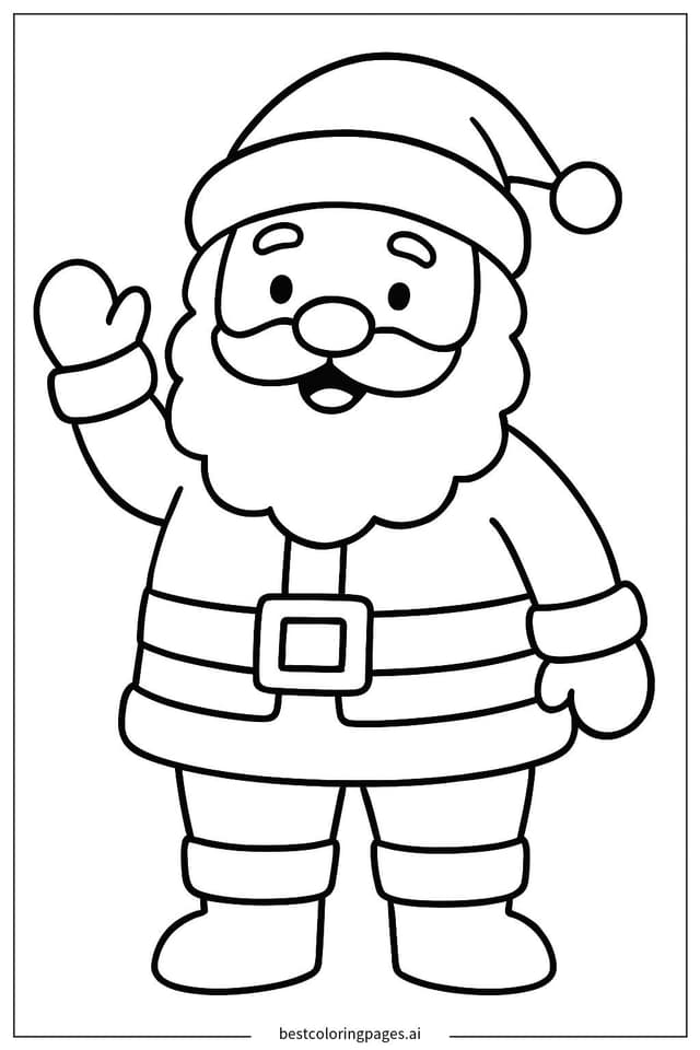 Dibujos de Papá Noel saludando felizmente para Colorear