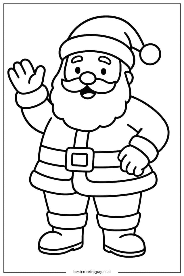 Dibujos de Papá Noel saludando para Colorear