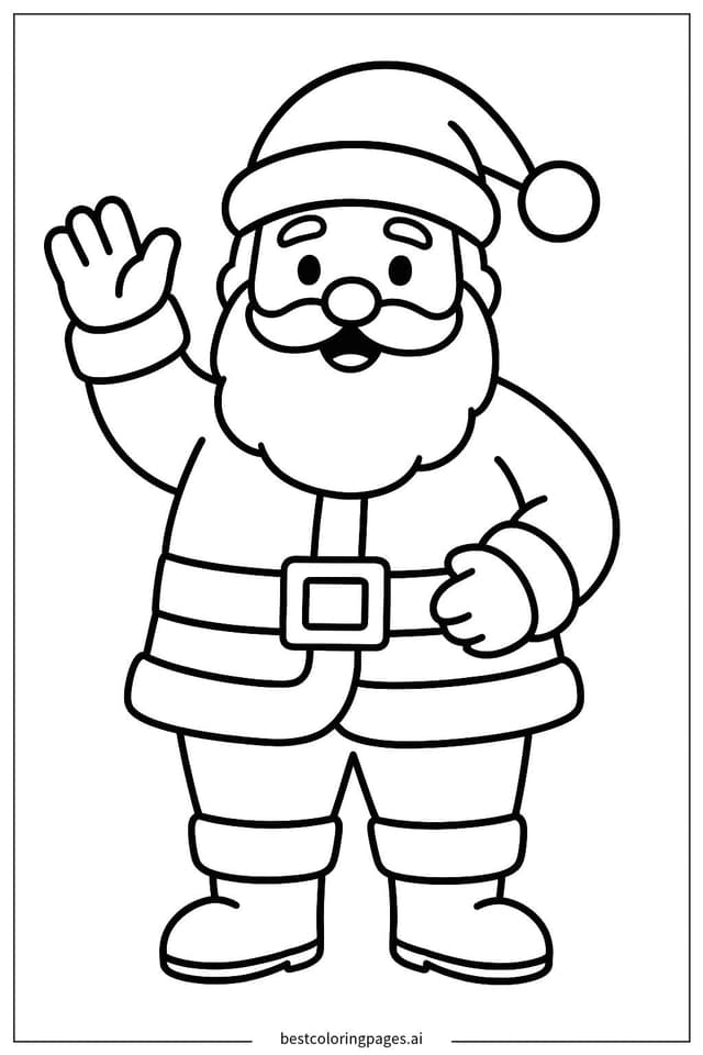 Dibujos de Papá Noel saludando para Colorear