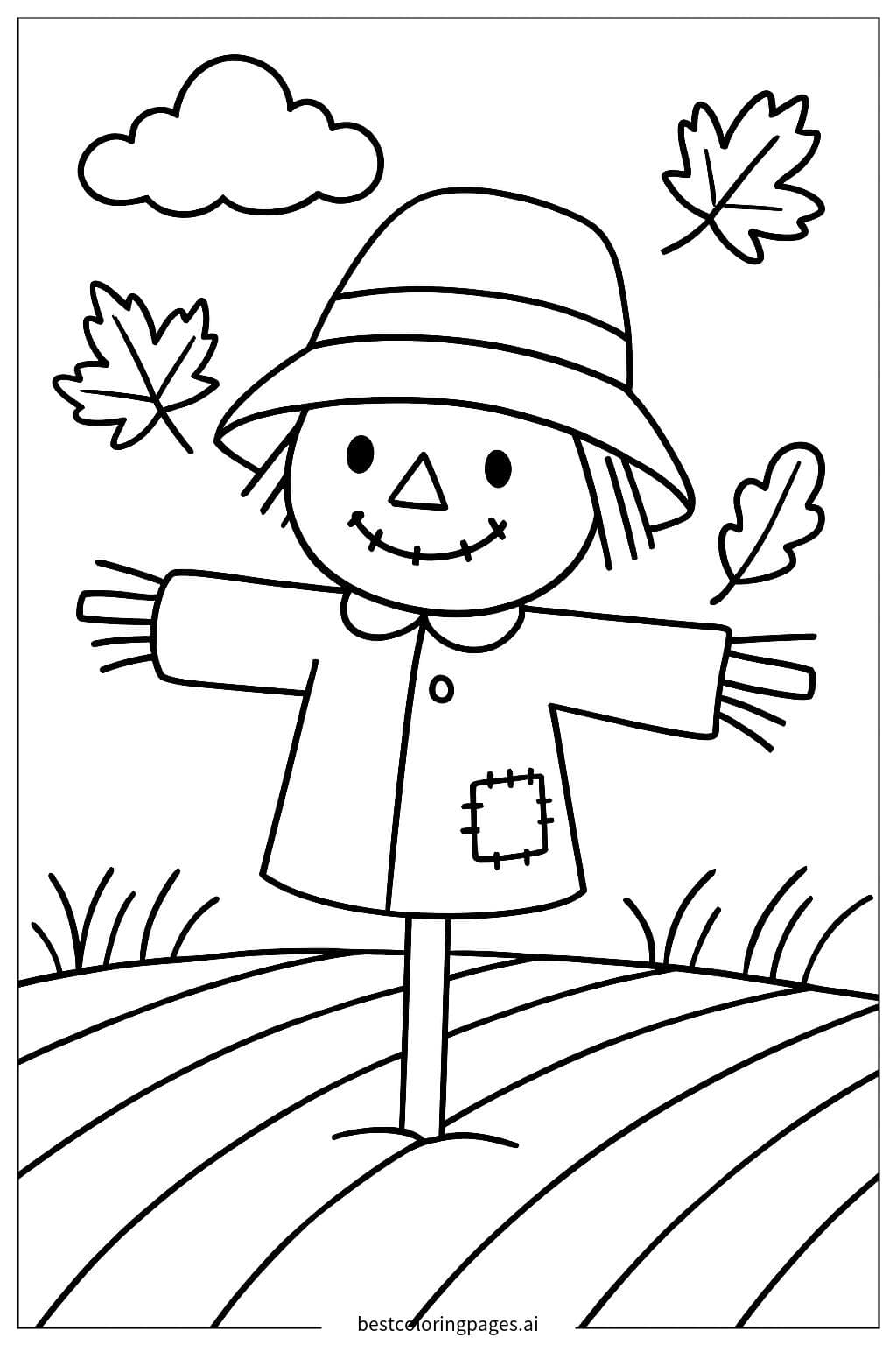 Charming Scarecrow in the Autumn Field
