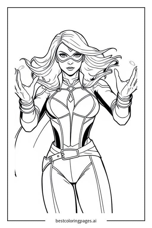 Scarlet Witch Using Her Magic Coloring Pages