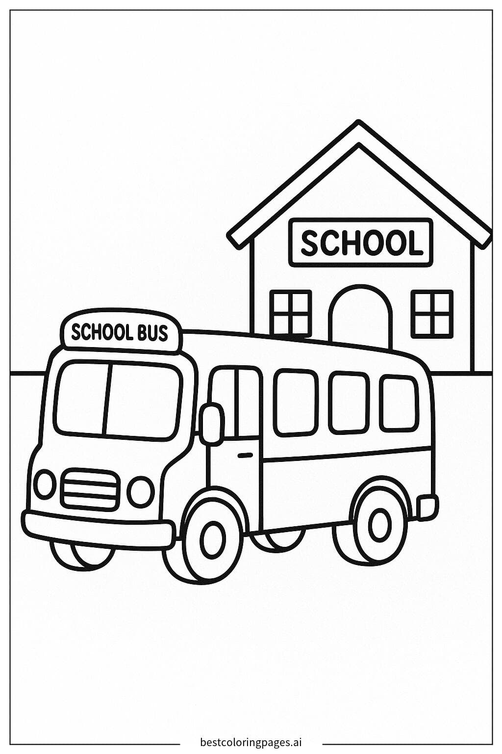 School Bus Outside the School