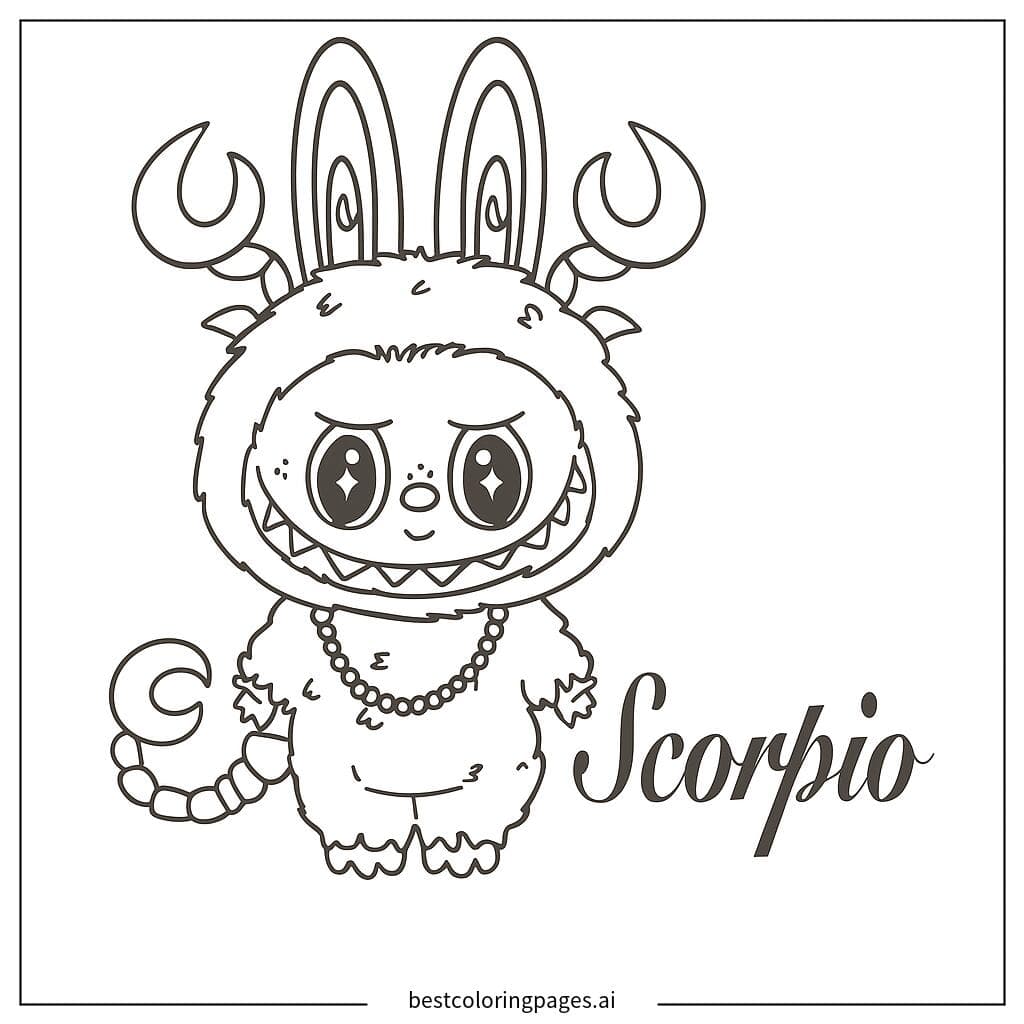 Scorpio Labubu Character Coloring Page