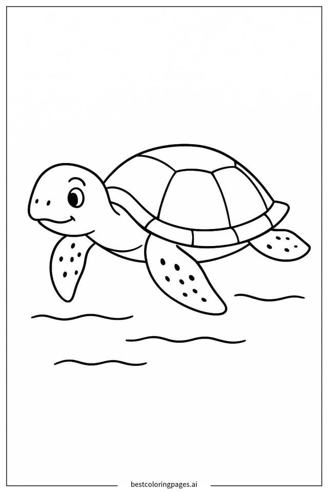 Coloriage Tortue de mer flottant dans une eau limpide