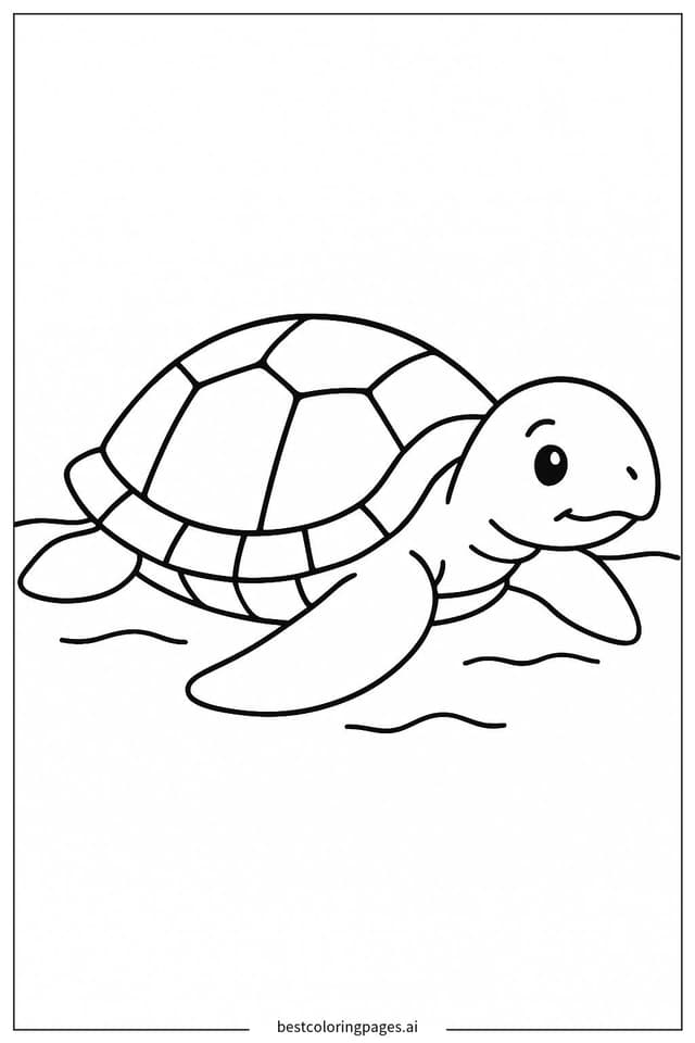 Coloriage Tortue de mer reposant sur le sable