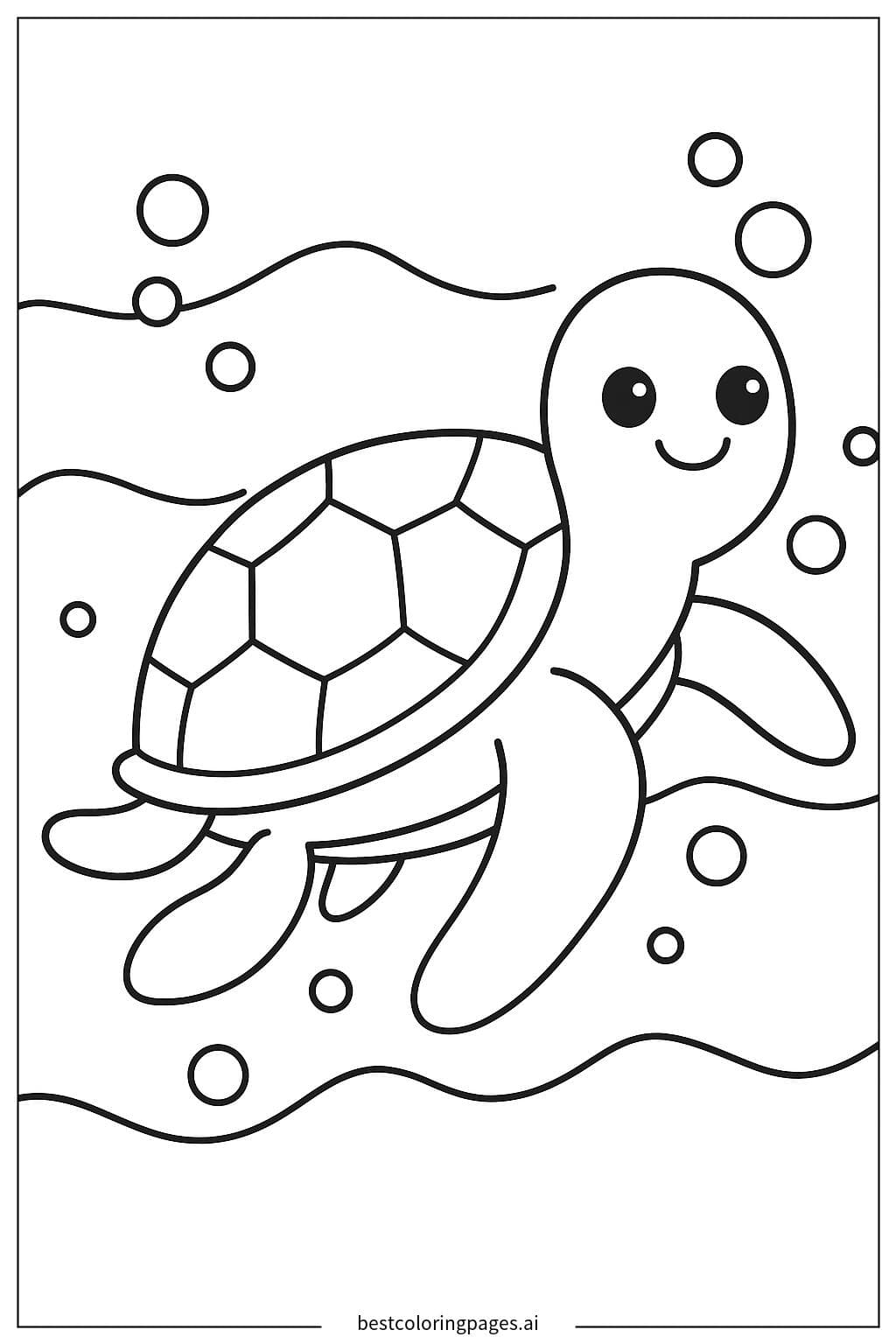 Simple Sea Turtle Coloring Page