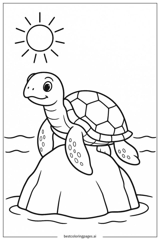 Disegni di Tartaruga Marina al Sole da Colorare