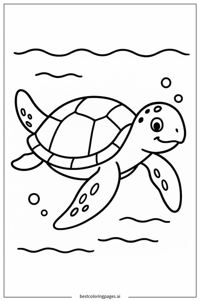 Disegni di Tartaruga Marina Nuotante da Colorare