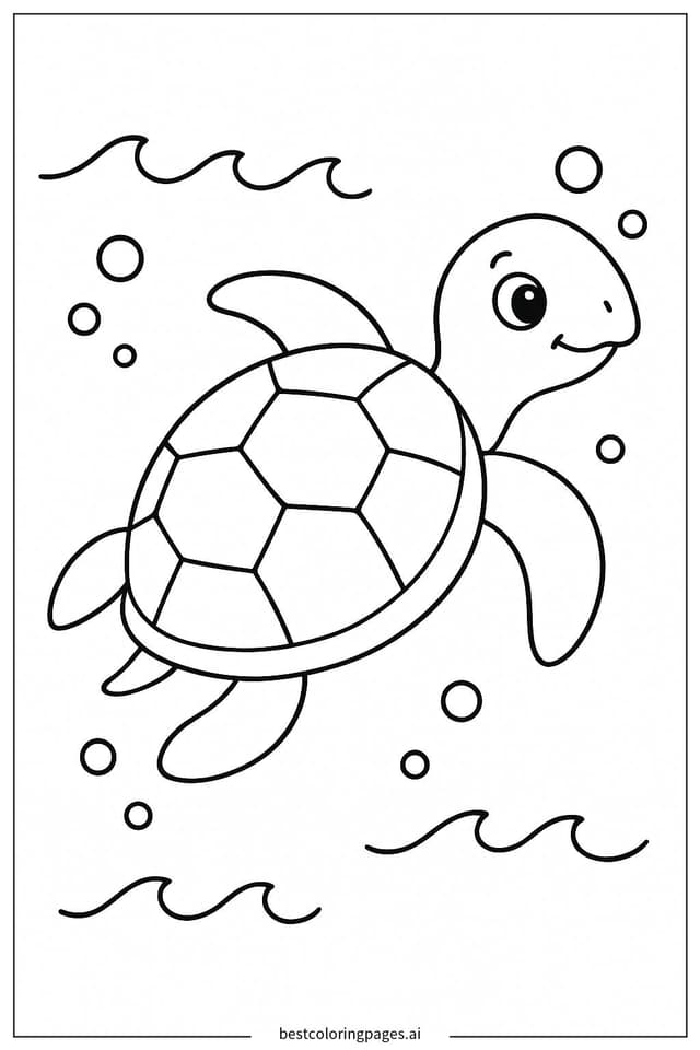 Coloriage Tortue de mer avec un motif de carapace simple
