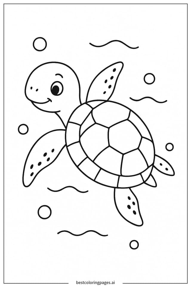 Coloriage Tortue de mer au visage souriant