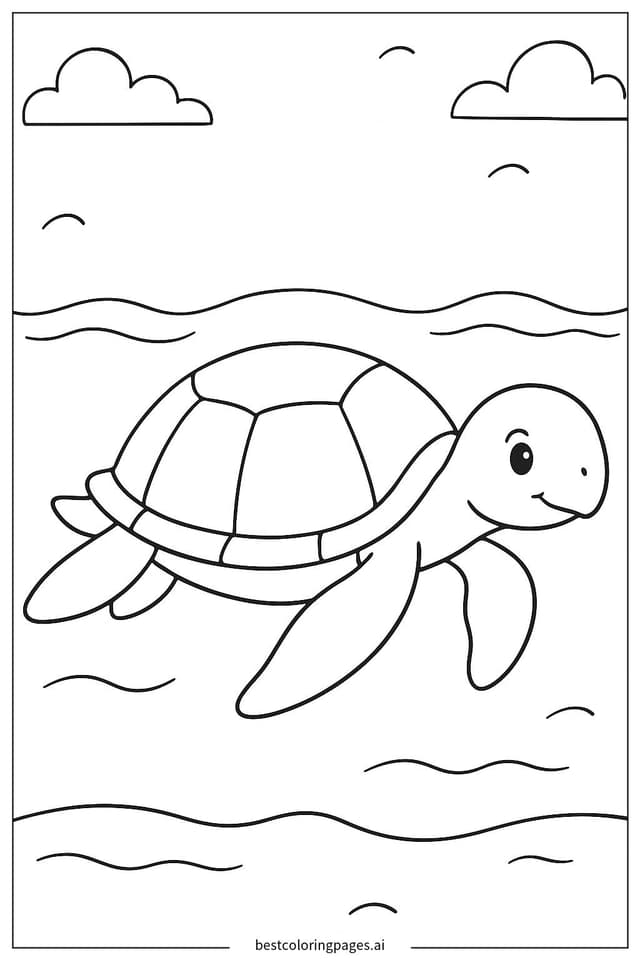 Coloriage Tortue de mer avec une grande carapace