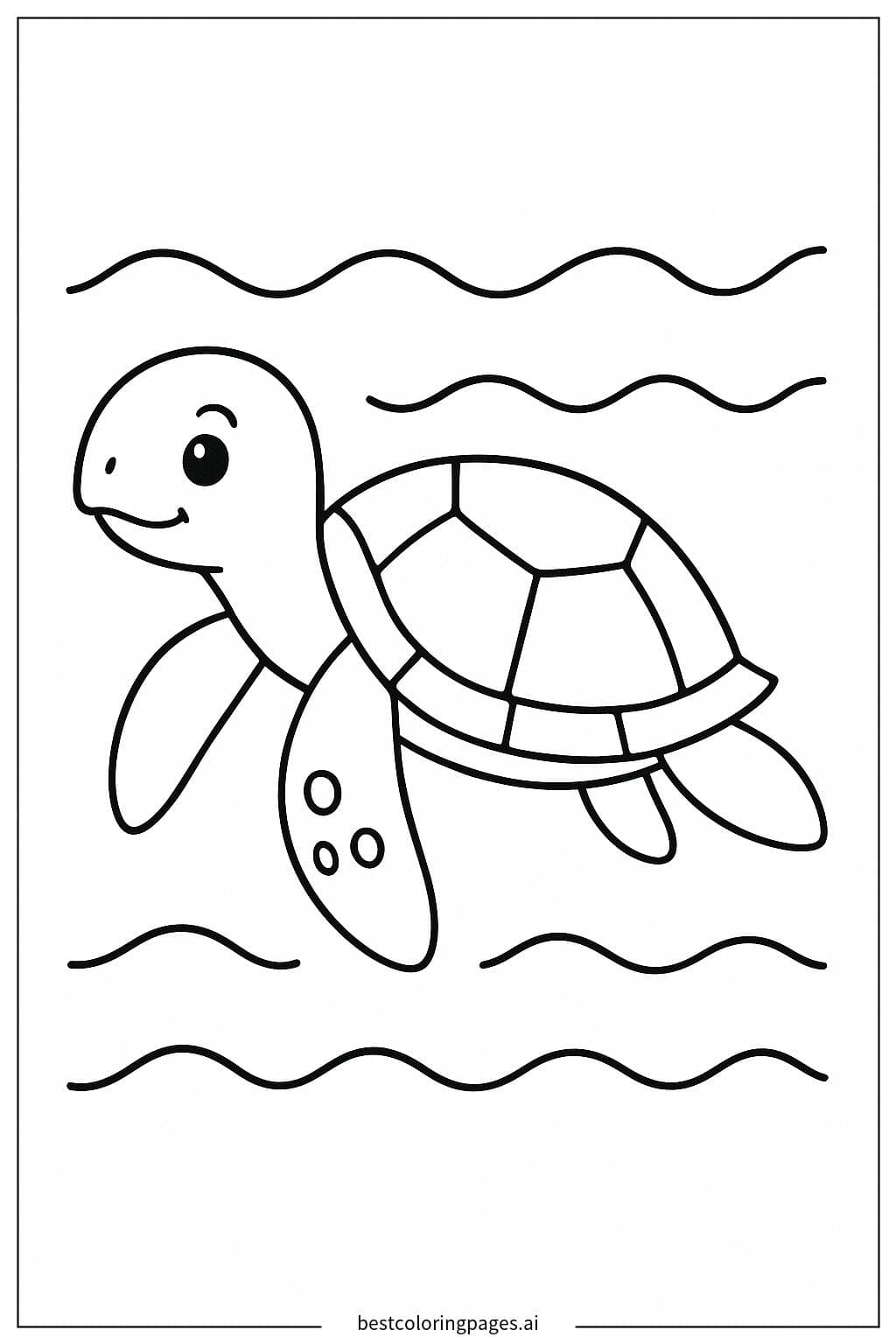 Tortue de Mer avec Vagues Simples