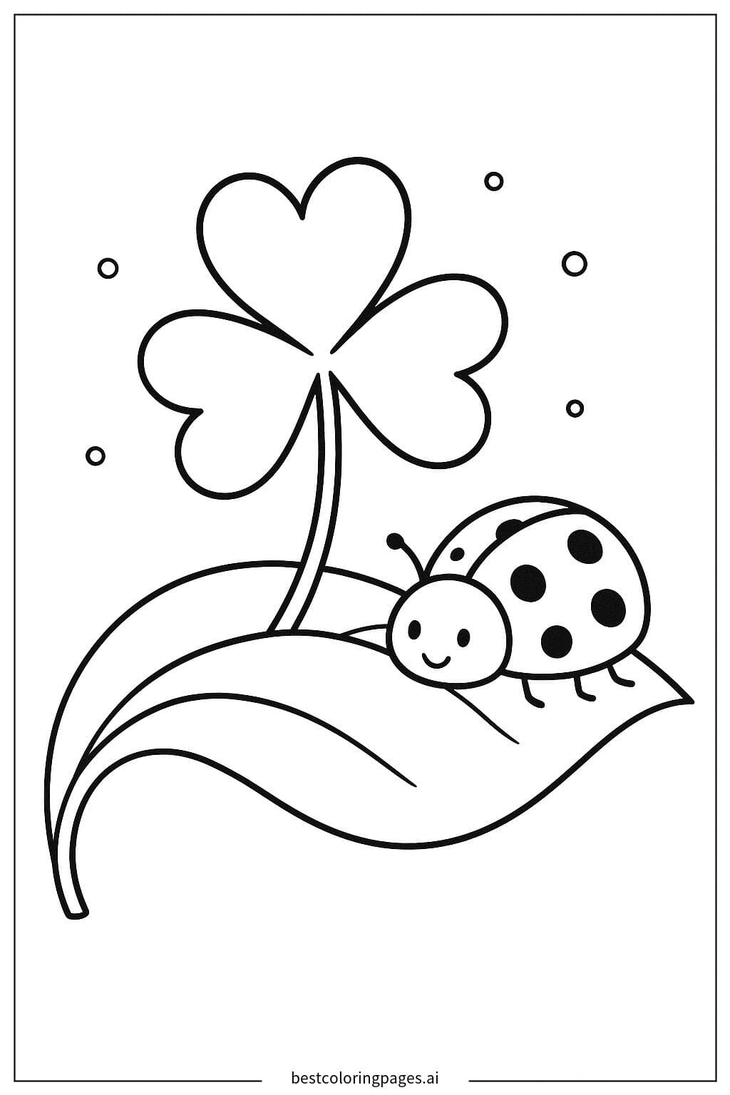 Shamrock and Ladybug on a Leaf