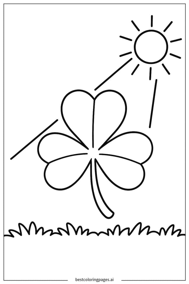 Dibujos de Trébol con un Rayo de Sol para Colorear