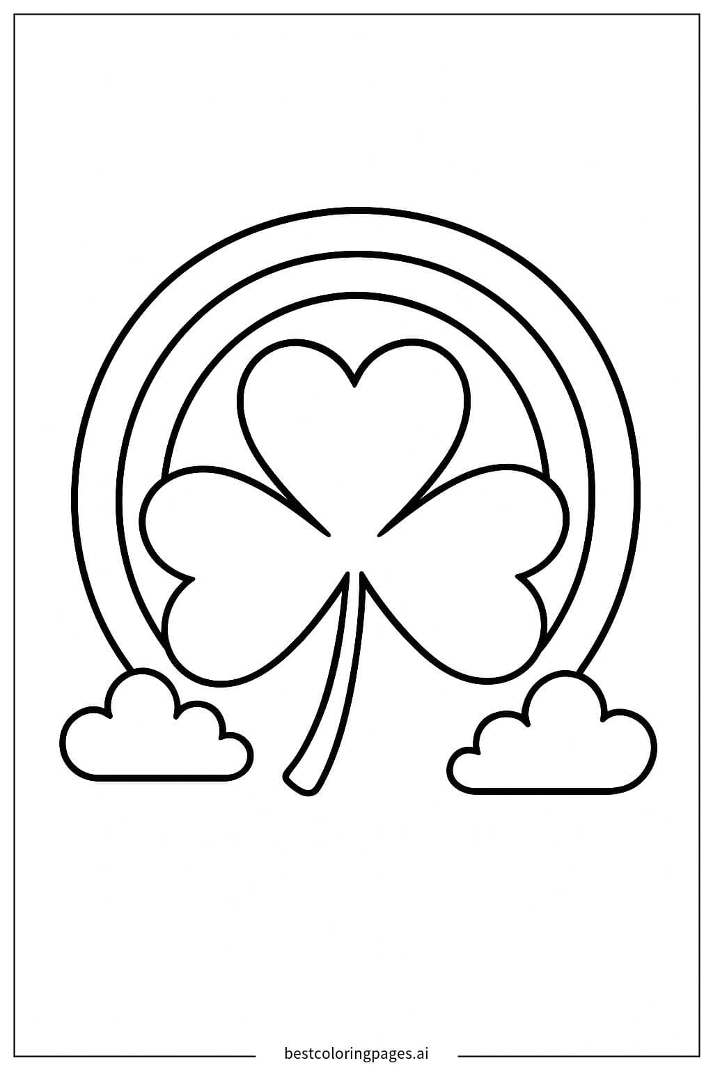 Shamrock with Rainbow Background Coloring Page