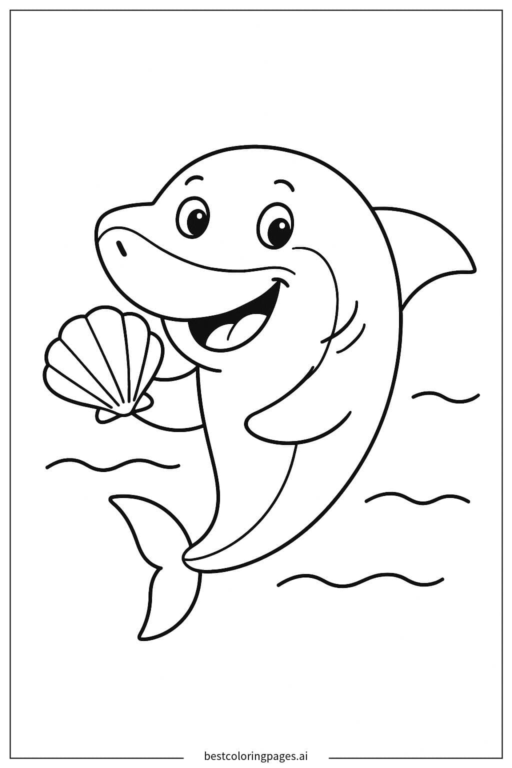 Cheerful Shark with a Seashell