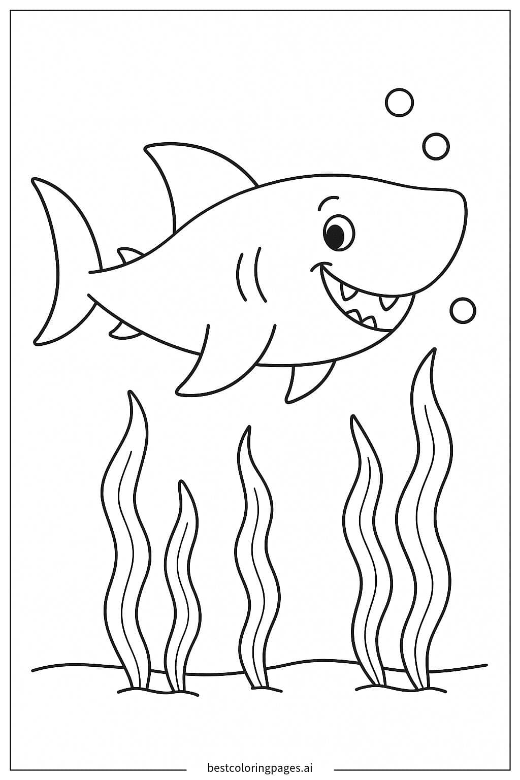 Shark Swimming Near Seaweed