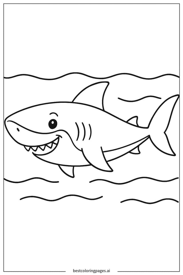 サメの水泳 のぬりえ