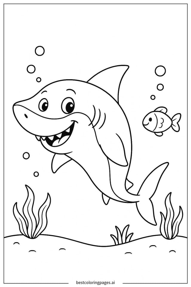 鯊魚與小魚朋友 著色圖