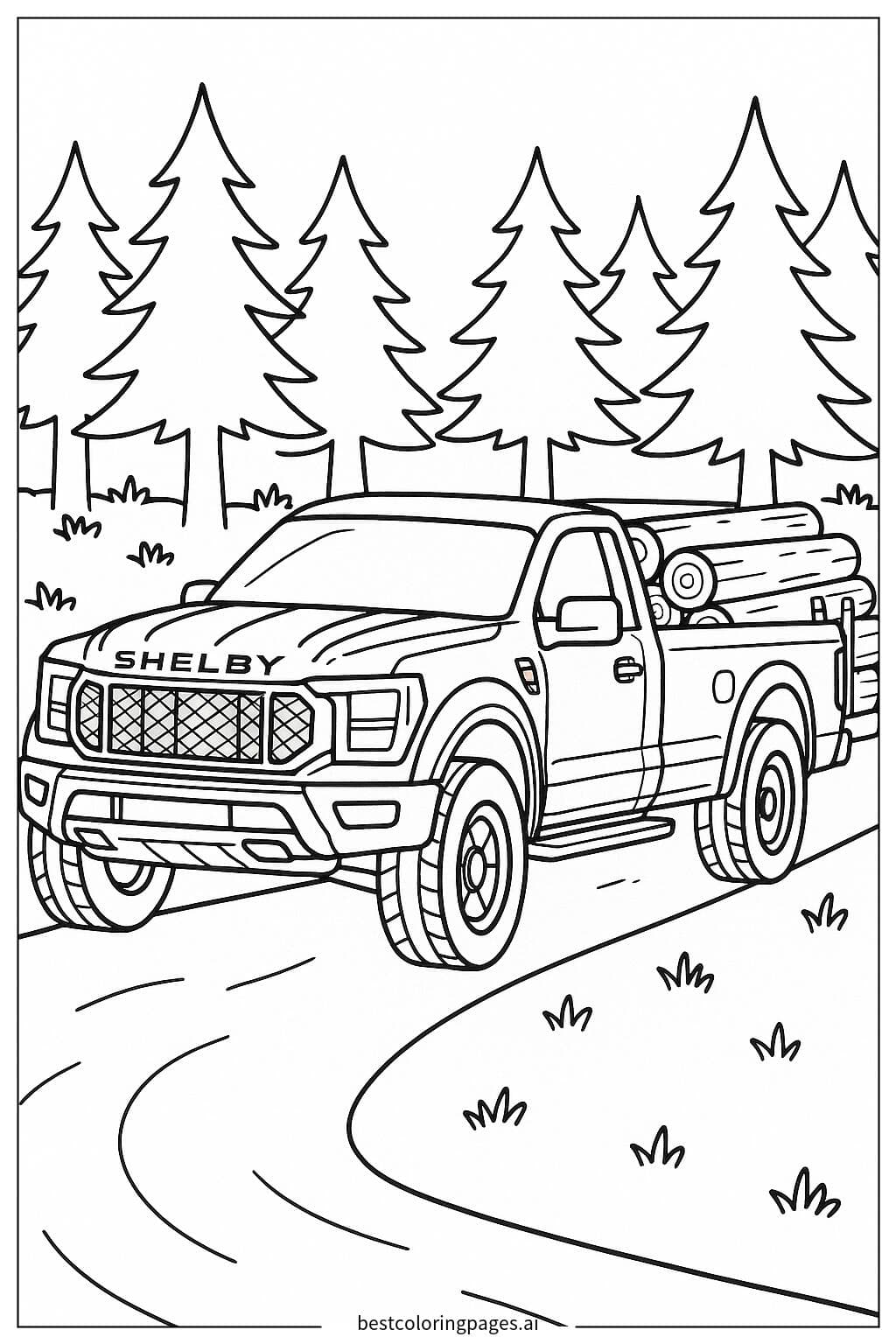 Shelbyトラックの丸太運搬
