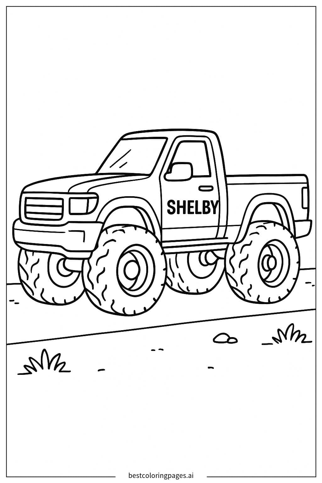 Camion Shelby che guida su una strada dritta