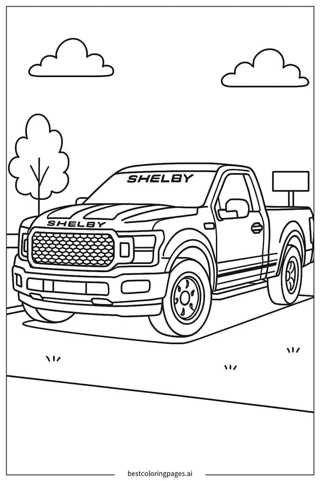 Shelby Truck in a Parking Lot Coloring Page