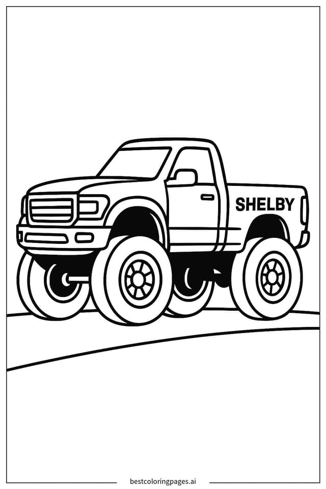 Shelby Truck on a Scenic Road Coloring Page