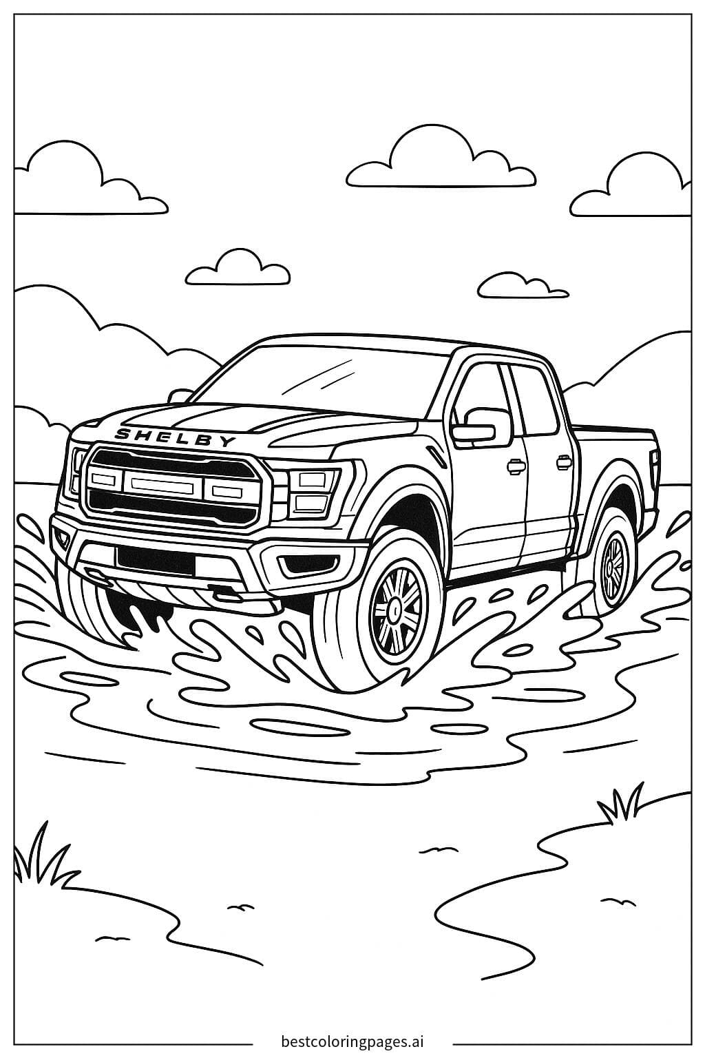 Shelby Truck Splashing Through a Puddle