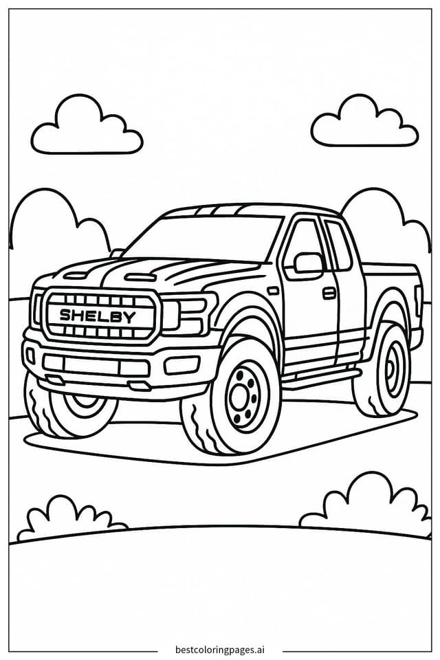 Shelby Truck with Simple Background Coloring Page