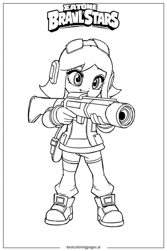 Coloriage Shelly visant avec son fusil à pompe