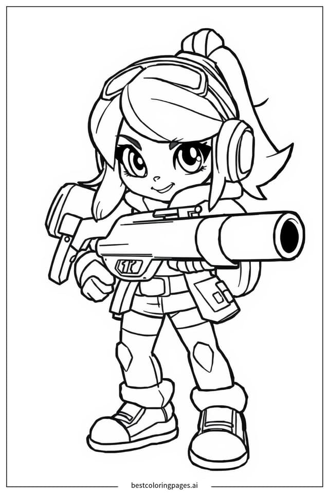 Coloriage Shelly tenant son fusil à pompe