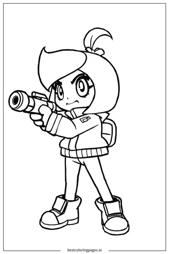Coloriage Shelly en Position d'Action de Tir