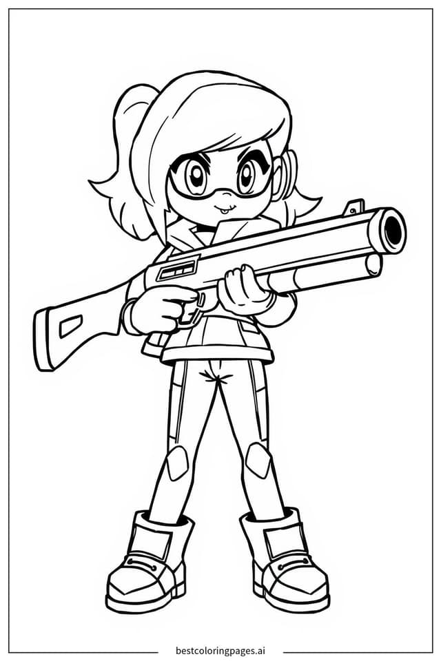Coloriage Shelly avec son fusil à pompe