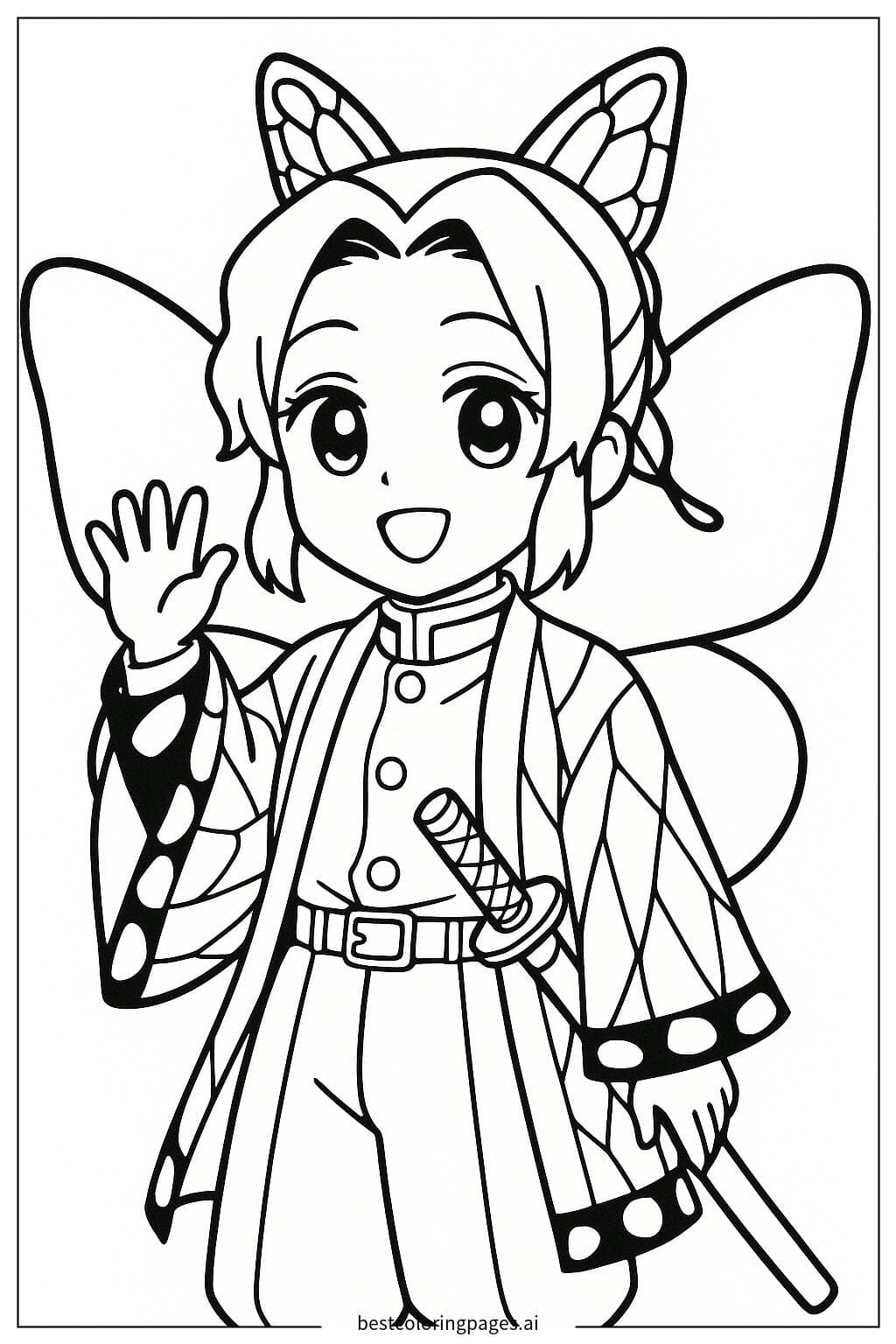 Shinobu Kocho Waving from Demon Slayer