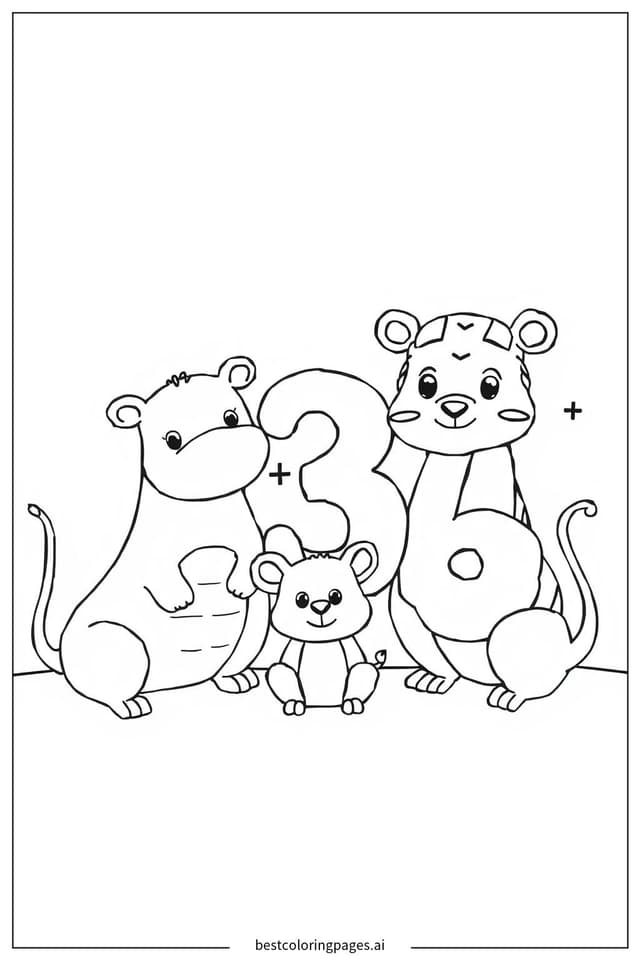 Animal Math Fun: Simple Addition Coloring Pages Coloring Pages