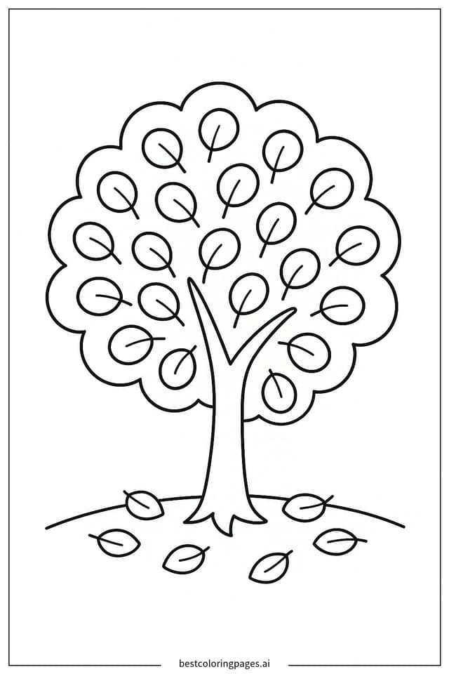 Einfacher Herbstbaum Ausmalbilder