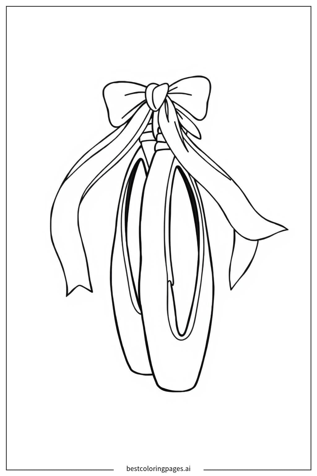 Elegant Ballet Shoes with Flowing Ribbons Coloring Page