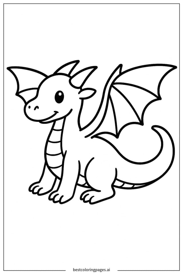Charming Dragon Silhouette Coloring Page